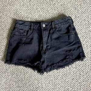 PacSun Black Ripped High Waisted Denim Festival Shorts. Size 26. Like new
